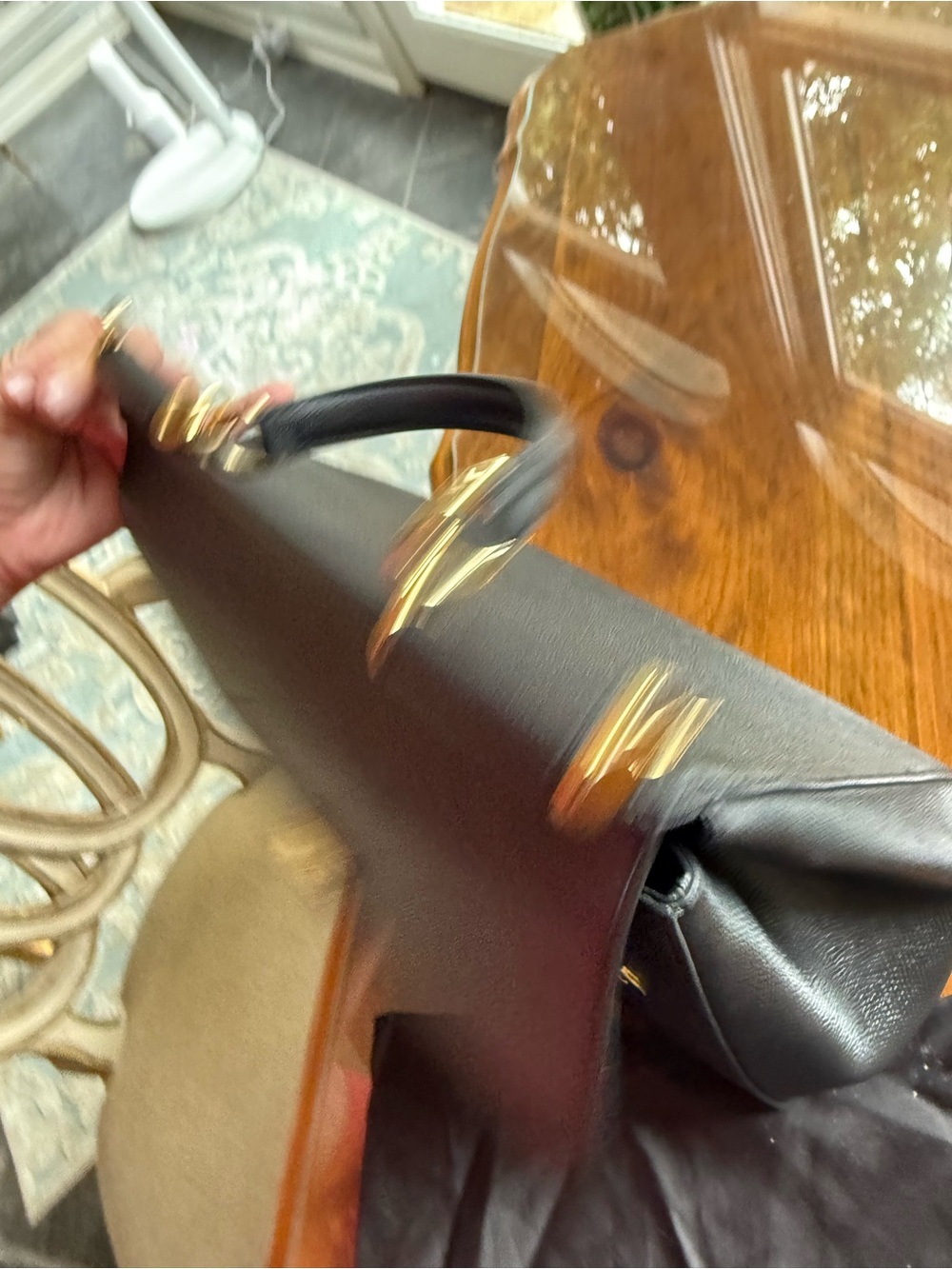 Dolce & Gabbana Black Saffiano Leather Top-Handle Satchel with Gold Hardware - Picture 6 of 9